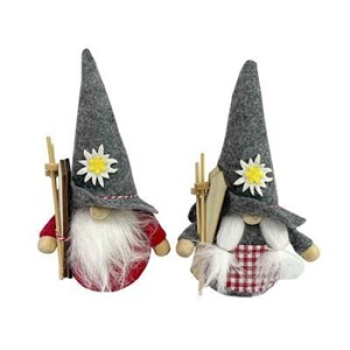 Filz Wichtel Tracht m. Ski 2fach 13cm